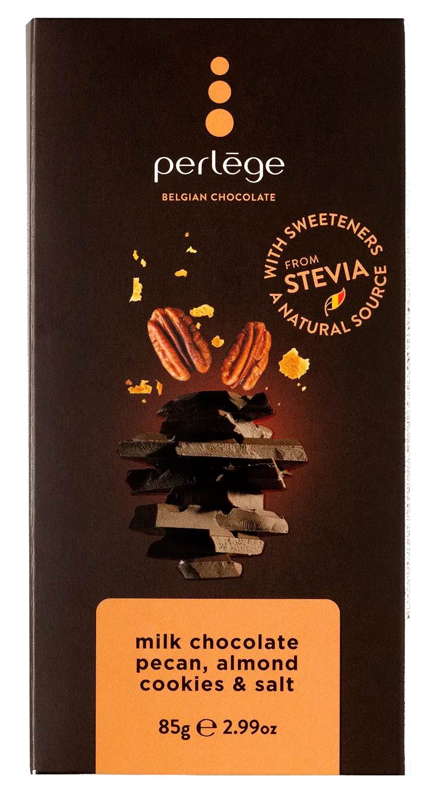 Mjölkchoklad med pecannötter, mandelkakor och salt